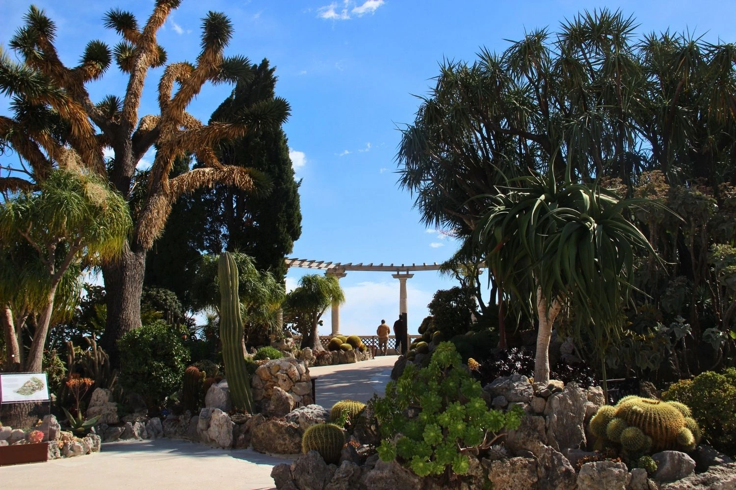 Vue sur l’entrée du Jardin Exotique de Monaco